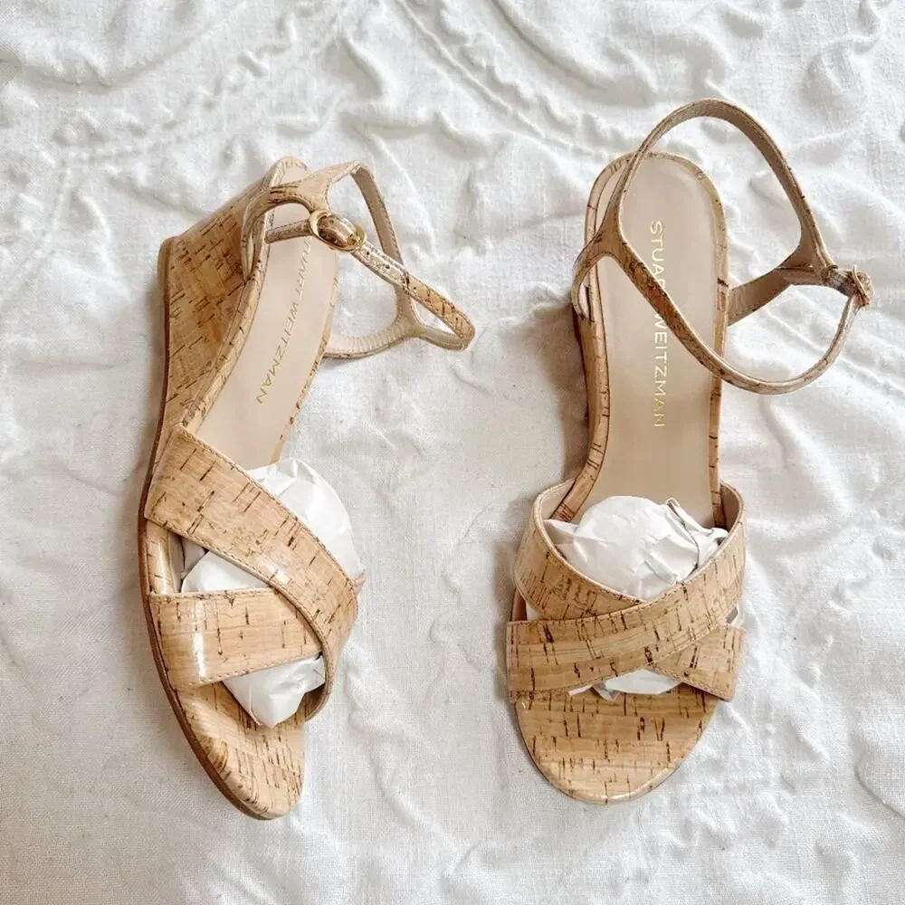 Stuart Weitzman Dayna Ankle Strap Wedge Sandal Size 9.5